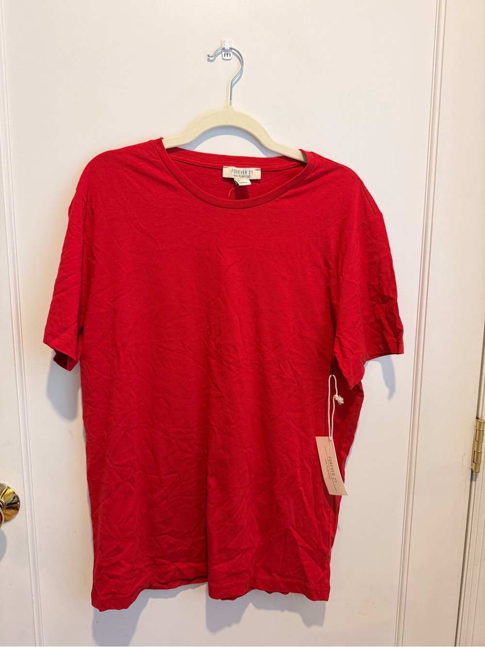 Forever 21 Men's Red Crewneck Short Sleeve T‑Shirt